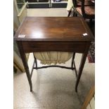 AN EDWARDIAN SEWING TABLE WITH BOXWOOD INLAY