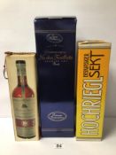THREE BOXED BOTTLES OF ALCOHOL NICHOLAS FEUILLATTE CHAMPAGNE, MARKE HOCHRIEGL, AND MANDALINE
