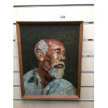 E.J.D (67) MONOGRAM FRAMED GOUACHE PAINTING OF A EASTERN MAN 38 X 48CM