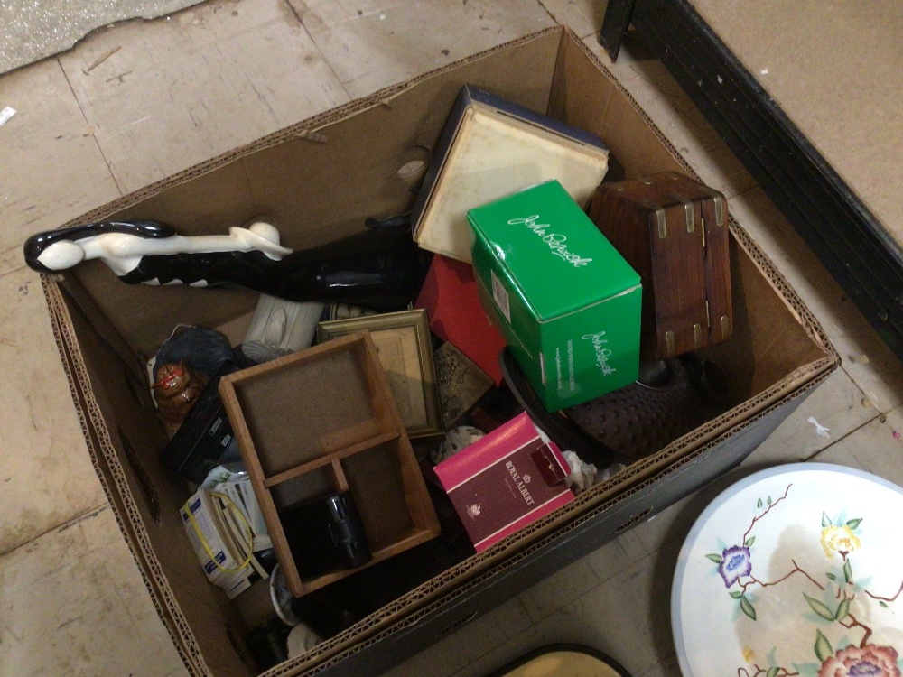 A MIXED BOX OF ITEMS, JUNGHANS CLOCK, SEXTON, BRASSWARE BOXES, TOY POODLE - Image 5 of 5