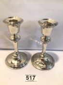 PAIR OF HALLMARKED SILVER RECTANGULAR BALUSTER CANDLESTICKS, 15CM CHESTER 1923, TOTAL WEIGHT 366