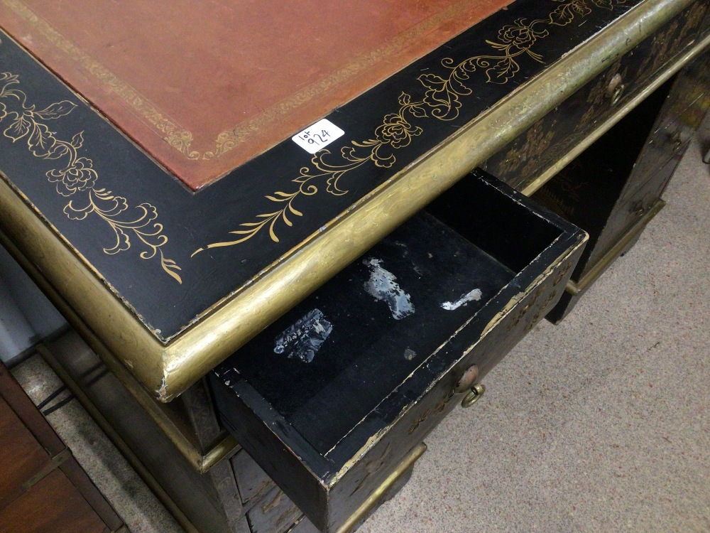 BLACK LACQUERED CHINOSIERE WRITING DESK - Image 6 of 9