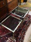 NEST OF TWO METAL AND GLASS TABLES