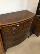 GEORGIAN MAHOGANY BOW FRONTED TWO OVER THREE CHEST OF DRAWERS