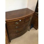 GEORGIAN MAHOGANY BOW FRONTED TWO OVER THREE CHEST OF DRAWERS