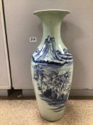 CHINESE PORCELAIN LARGE VASE BALUSTER SHAPED DECORATED WITH BAMBOO AND MOUNTAIN SCENES A/F, 55CM