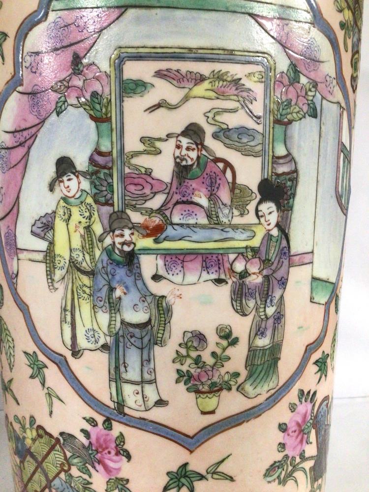 A CHINESE FAMILLE ROSE CERAMIC UMBRELLA STAND, 46CM - Image 6 of 6