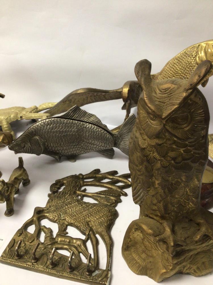 MIXED METAL ANIMAL FIGURES, FISH OWLS, EAGLE AND MORE - Image 7 of 7