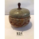 ART VERRIER GLASS LIDDED POT FRANCE 12 CM DIAMETER