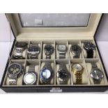 A MIXED COLLECTION OF GENTS WATCHES IN CASE