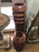 TWO TERRACOTTA CHIMNEY POTS, THE LARGEST 94CM