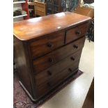 VICTORIAN MAHOGANY TWO OVER THREE CHEST OF DRAWERS, 120 X 118 X 52CM