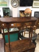 MAHOGANY REPRODUCTION TWO DRAWER HALL TABLE 73 X 80 X 34CM