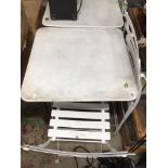 WHITE METAL FOLDING TABLE WITH TWO FOLDING CHAIRS