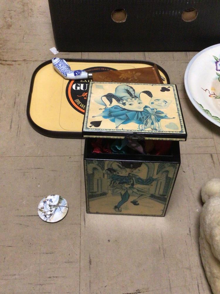 A MIXED BOX OF ITEMS, JUNGHANS CLOCK, SEXTON, BRASSWARE BOXES, TOY POODLE - Image 3 of 5