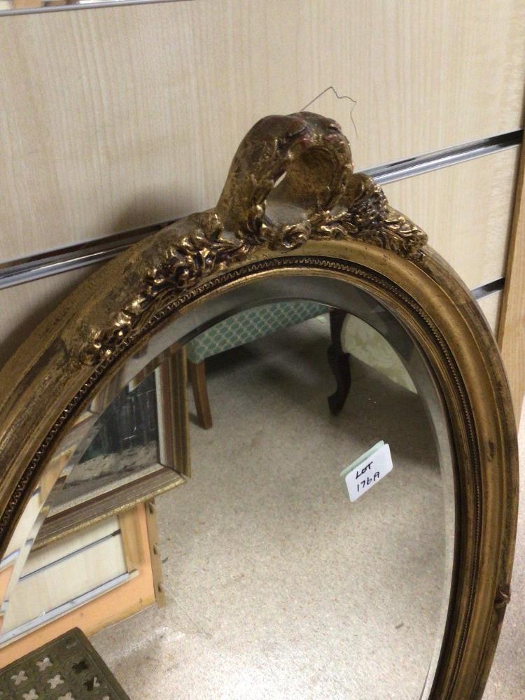 VINTAGE BEVELLED MIRROR OVAL SHAPED AND GILDED, 46 X78CM - Image 3 of 3