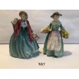 TWO ROYAL DOULTON FIGURINES, DAFFY DOWN DILLY (HN1712) A/F AND LADY CHARMAIN (HN1948) A/F