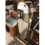 LARGE VINTAGE BRASS CHAVEL MIRROR BEVELLED GLASS, 167CM