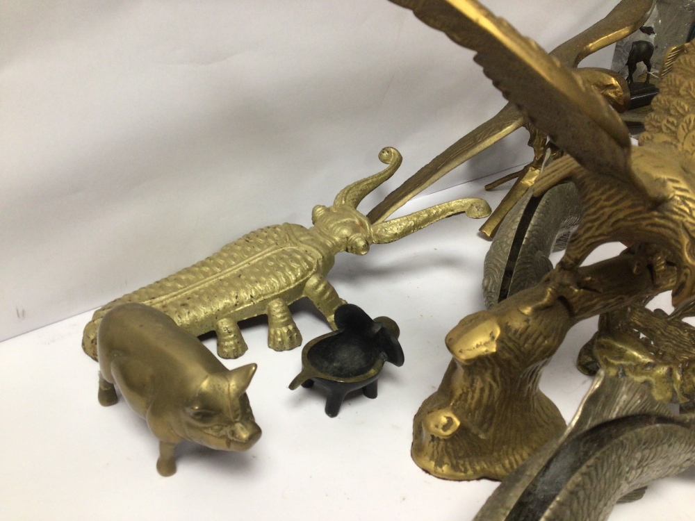 MIXED METAL ANIMAL FIGURES, FISH OWLS, EAGLE AND MORE - Image 4 of 7