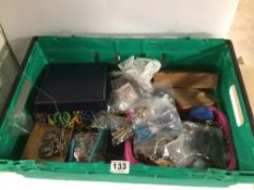 A CRATE OF MIXED COSTUME JEWELLERY