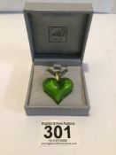 BOXED LALIQUE GREEN LOVEHEART GLASS PENDANT