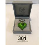 BOXED LALIQUE GREEN LOVEHEART GLASS PENDANT