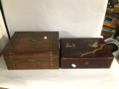 TWO EARLY BOXES, ONE LACQUERED, ONE INLAID