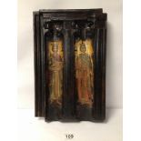 GREEK ORTHODOX WALL MOUNTED ICON OF SAINTS HELEN AND CONSTANTINE, BEING 27CM X 42CM