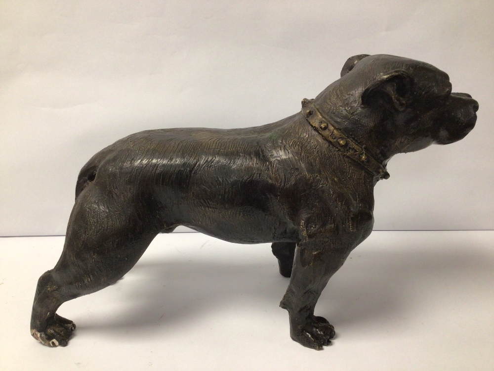 A BRONZE SCULPTURE OF A STAFFORDSHIRE BULL TERRIER, 35 X 20CM - Image 5 of 6
