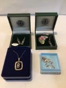 BOXED SILVER/WHITE METAL JEWELLERY NECKLACE EARRINGS AND MORE