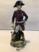 MEISSEN FIGURE FREDERICK THE GREAT WITH DOGS, 28CM