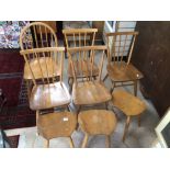 A QUANTITY OF VINTAGE 1960'S ERCOL CHAIRS AND STOOLS, WINDSOR