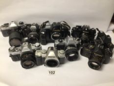 SMALL COLLECTION OF CAMERAS, INCLUDES NIKON, YASHICA, CANON, AND MORE