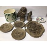 MIXED POOLE POTTERY INCLUDES BIRDS