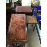 EDWARDIAN PIANO STOOL WITH A COFFEE TABLE AND SIDE TABLE ALL IN MAHOGANY