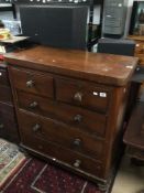 VICTORIAN MAHOGANY TWO OVER THREE CHEST OF DRAWERS, 115 X 98 X 46CM