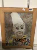 HAL BROOKS TWO OILS ON BOARD OF CLOWNS BOTH FRAMED, 39 X 49CM