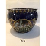 ROYAL LIMOGES BLUE AND ENAMEL DECORATION WITH A CLASSICAL SCENE, BOWL 25CM DIAMETER