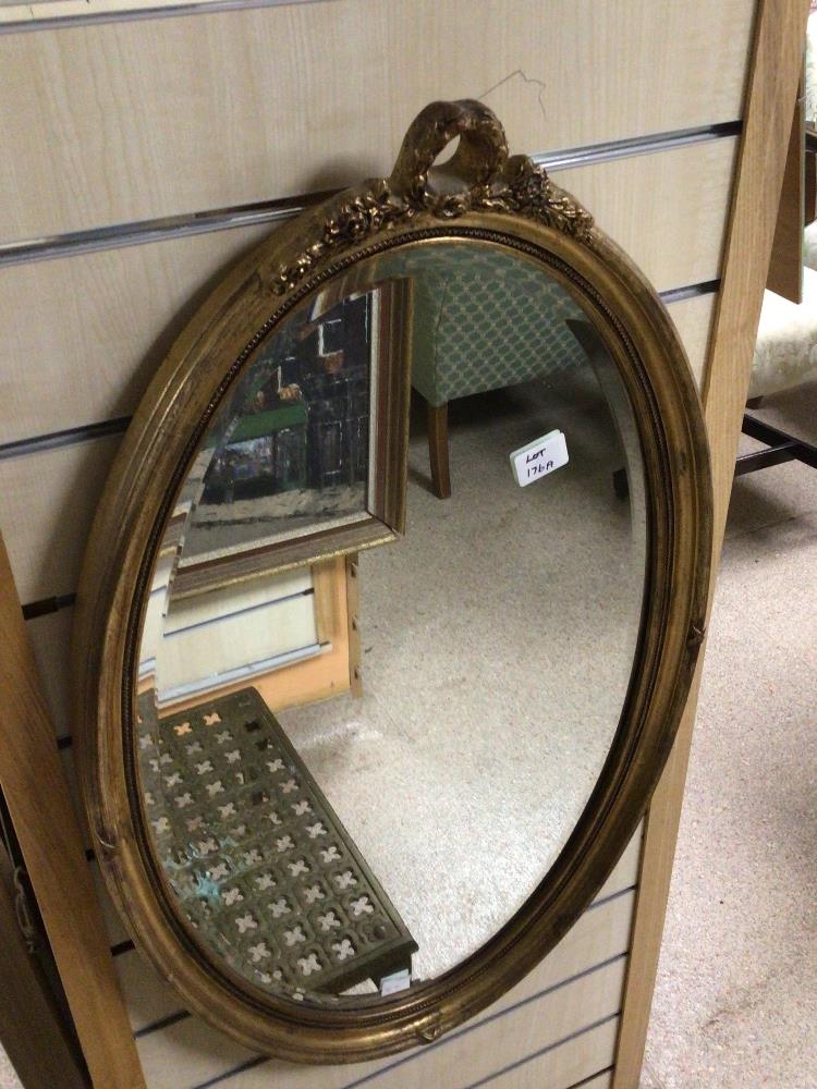 VINTAGE BEVELLED MIRROR OVAL SHAPED AND GILDED, 46 X78CM - Image 2 of 3