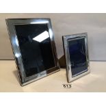 TWO 925 SILVER RECTANGULAR PHOTO FRAMES, THE LARGEST APERTURE 18 X 13CM