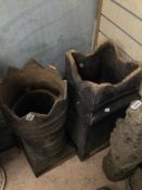 TWO VICTORIAN POTTERY CHIMNEY POTS, THE LARGEST 75CM