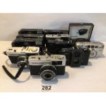 MIXED VINTAGE CAMERAS OLYMPUS TRIP 35, MINOX 35EL CANON SURE SHOT AND MORE