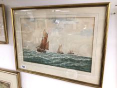 G. S. WALTERS, WATERCOLOUR, SEASCAPE FRAMED AND GLAZED, 63 X 47CM