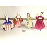 FOUR ROYAL DOULTON FIGURINES BABIE (HN1679) GOODY TWO SHOES, DINKY DO (HN1678), AND VANITY (HN2475)