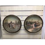 TWO ANTIQUE GERMAN JOHANN MARESCH MUSTERSCHUTZ RELIEF PLATES MARKED TO REAR, 38CM DIAMETER