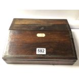 VICTORIAN ROSEWOOD SLANT FRONT WRITING SLOPE A/F