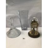 KUNDO DOME CLOCK WITH SHIP DECANTER AND GLASS VASE