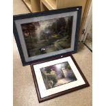 THOMAS KINKADE, TWO LIMITED EDITION LITHOGRAPHS WITH CERTIFICATE OF AUTHENTICITY, PEACEFUL COTTAGES,