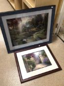 THOMAS KINKADE, TWO LIMITED EDITION LITHOGRAPHS WITH CERTIFICATE OF AUTHENTICITY, PEACEFUL COTTAGES,