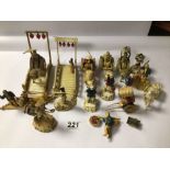 SIXTEEN VINTAGE CELLULOID/PLASTIC ORIENTAL FIGURINES, SOME A/F.